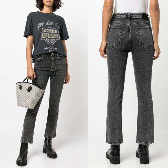 Anine Bing | Lara Jean Charcoal High Rise Ankle Flare 27 - Picture 3 of 13